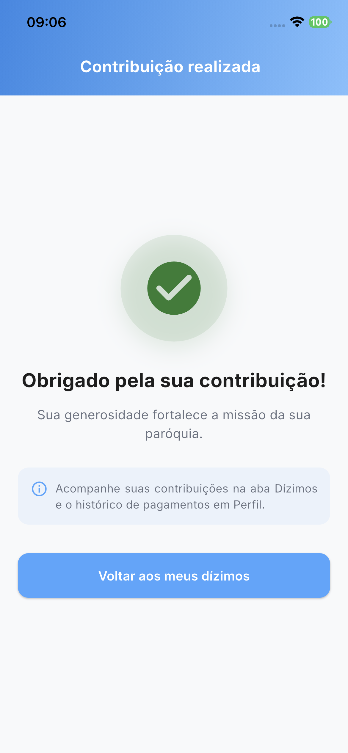 Confirmação de contribuição realizada