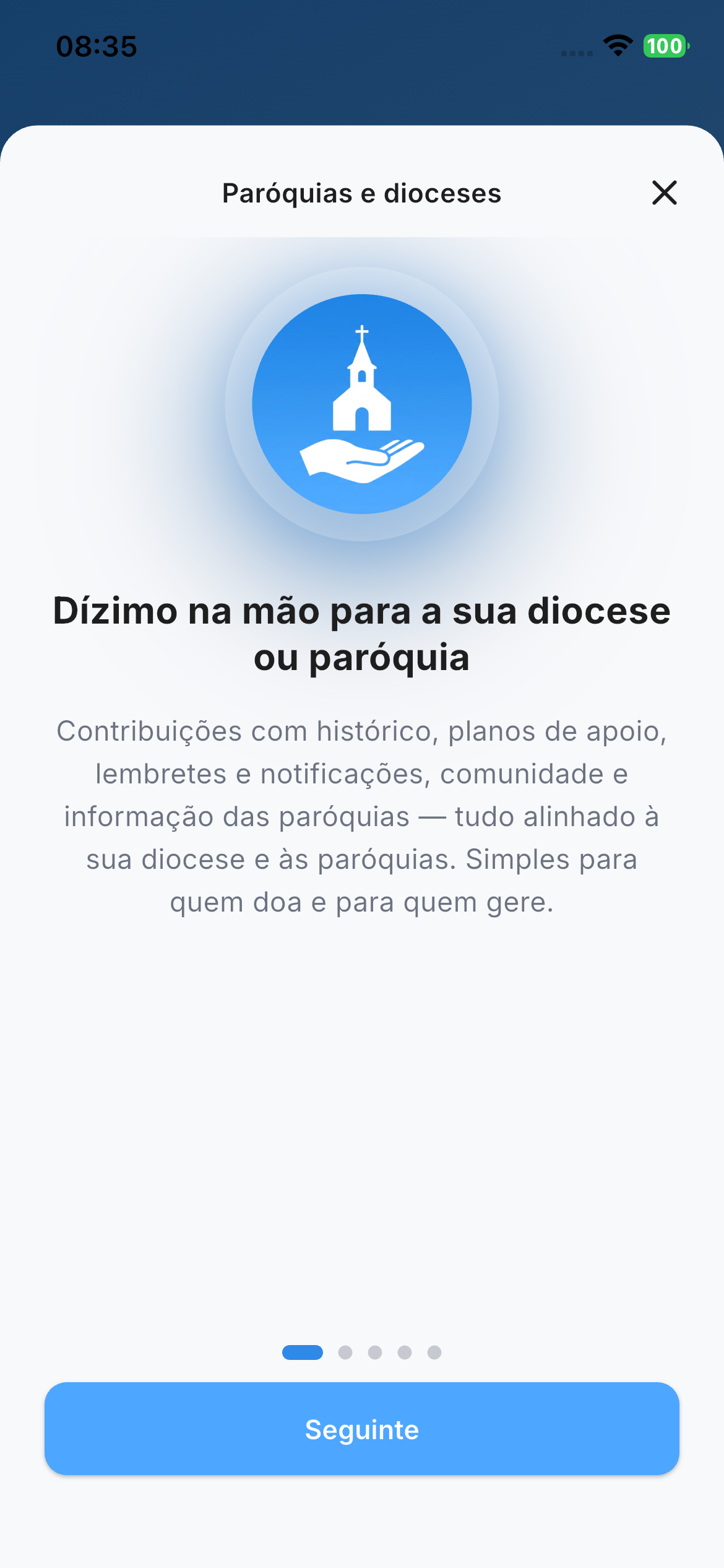 Apresentação da solução para paróquias e dioceses