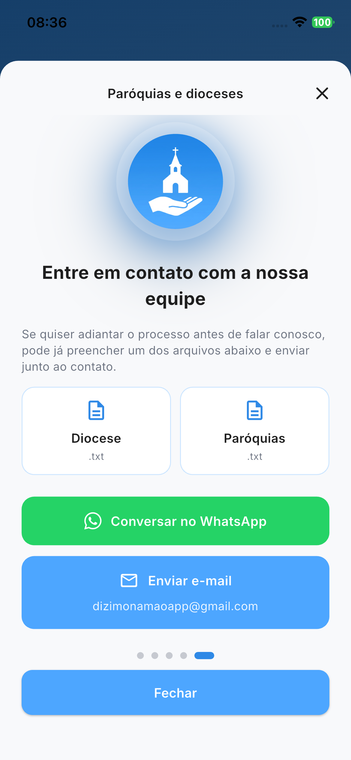Tela final do fluxo de onboarding da parceria